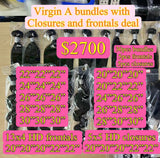 bundle with closure&frontal deal 40 pcs virgin A longer lengths