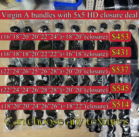 virgin A bundles with 5x5 HD closure deals
