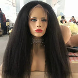Kinky Straight transparent Lace Wig Natural Color 150% Density