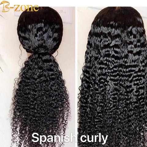 transparent lace Spanish Curly Human Hair Wig 150%