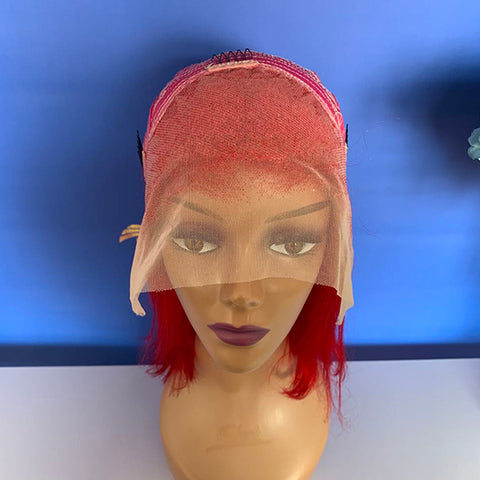 Red Bob Lace Wig 150% Density