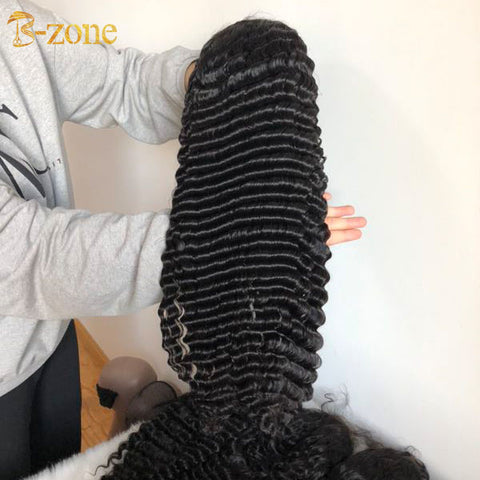 Deep wave lace front transparent wig natural color 14"-22"150%density 24"-30"180%density 32"-34"200%density