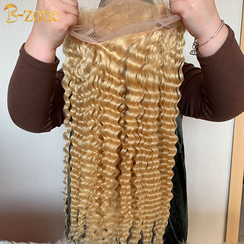 #613 transparent lace front wig Deep Wave
